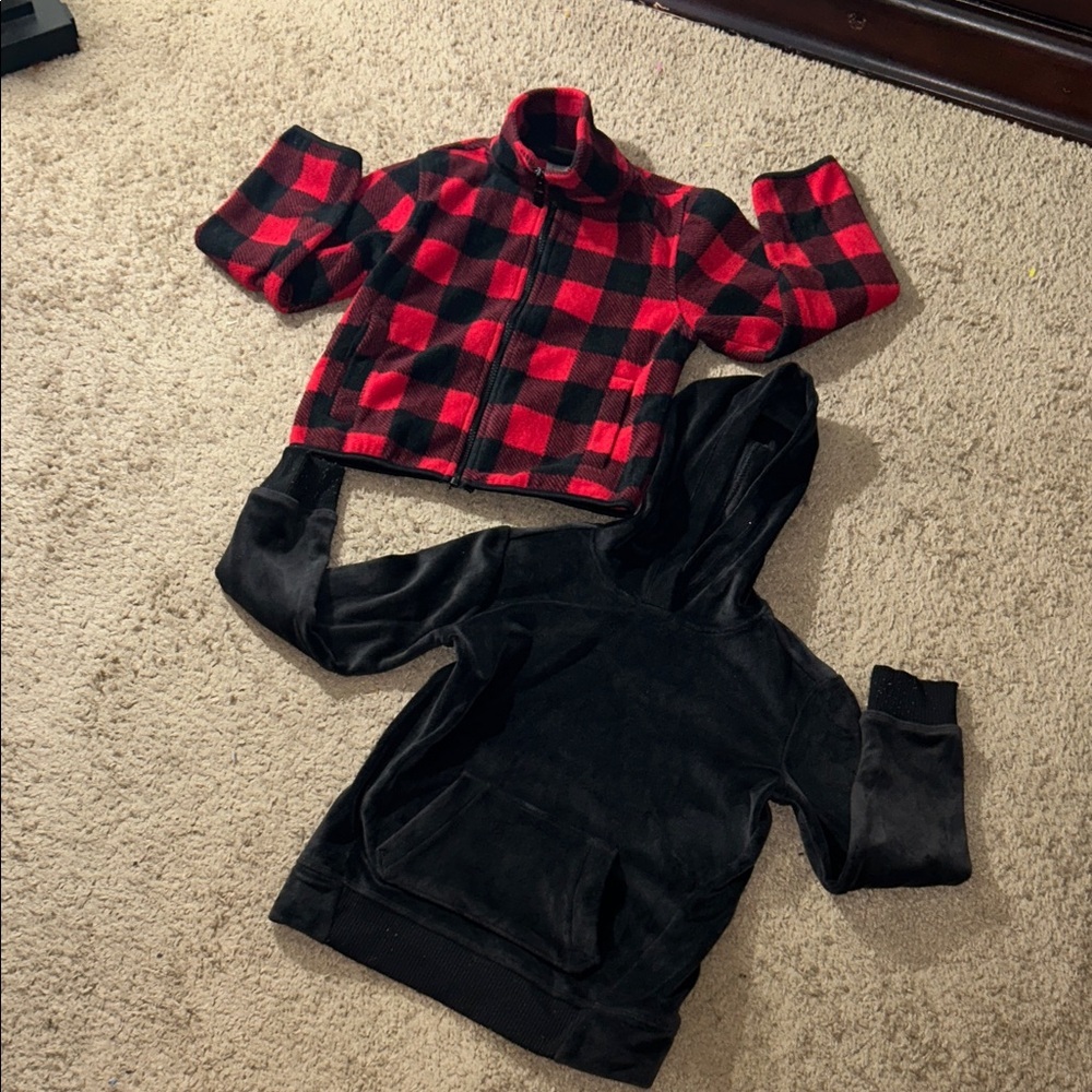 Wonder Nation Red and Black Plaid Hoodie Set